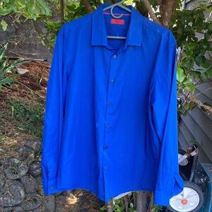 🌈 Alfani mens button down pin stripe blue on blue slim fit size L XL